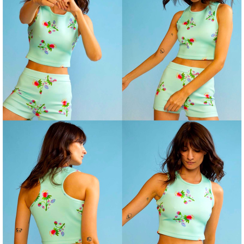 Cynthia Rowley Strawberry Bonded Tank And Shorts Set